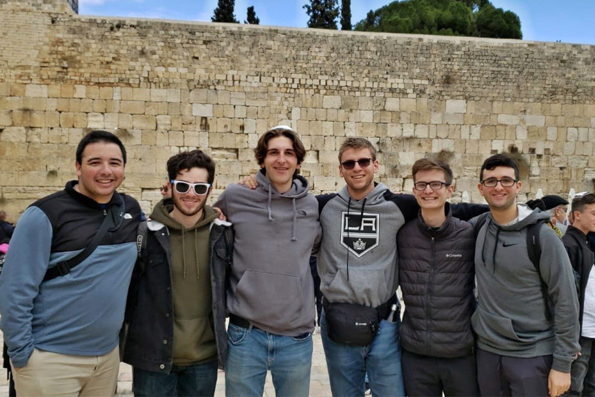 Nathan at the Western Wall with his Birthright Israel group.