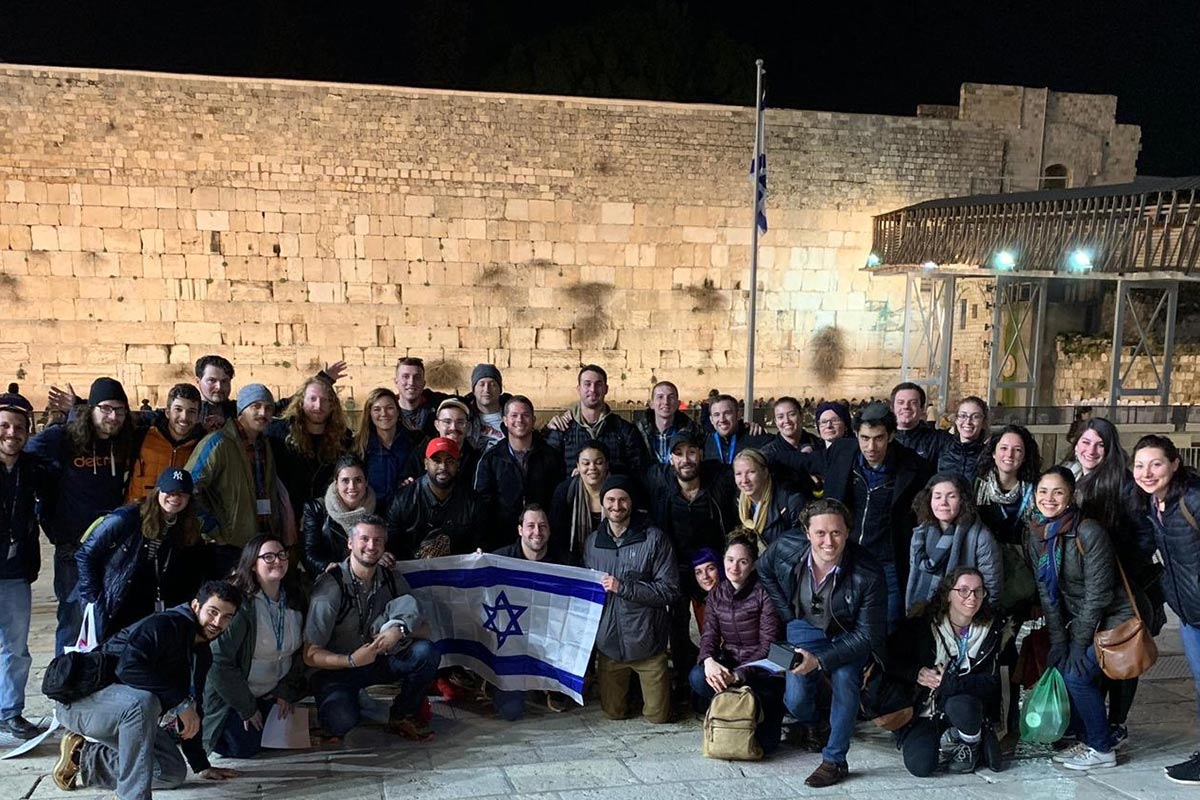 Neil St. Clair with his group in Jerusalem on a 27-32 year old Birthright Israel trip