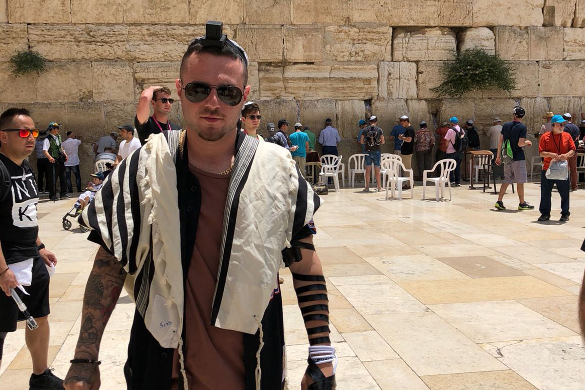 Corey at the Western Wall on Birthright Israel
