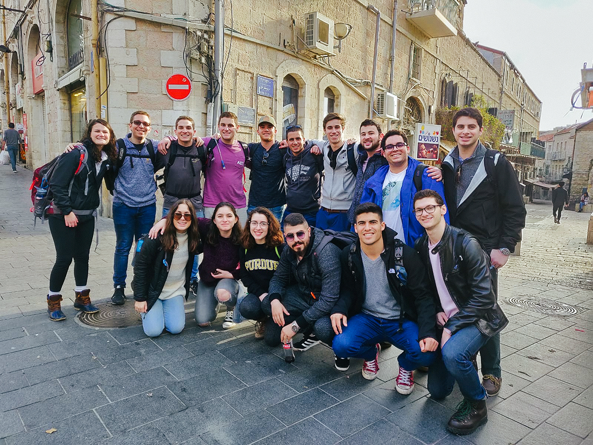 Jared and Sam with their Birthright Israel group in Jerusalem