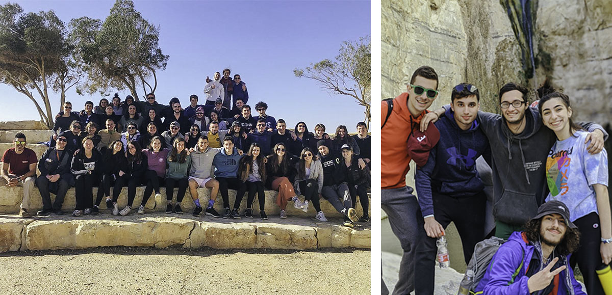 Photos of Meira Shleifer and her Birthright Israel group in the winter of 2020