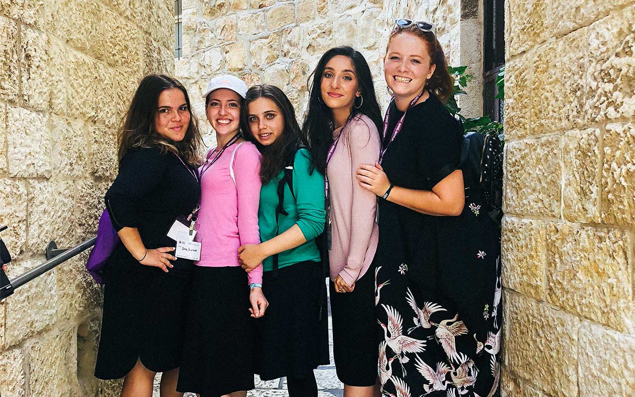 Sheyna Ryvkin with members of her 2019 Birthright Israel group in the Old City.